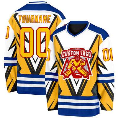 Custom Black Yellow Royal-Red 3D Pattern Cyber Mecha E-sport Hockey Jersey
