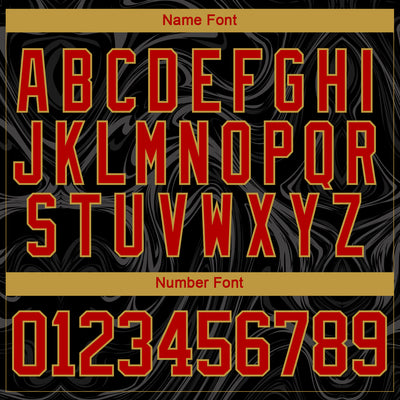 Custom Black Red Old Gold-White 3D Splash Art Hockey Lace Neck Jersey