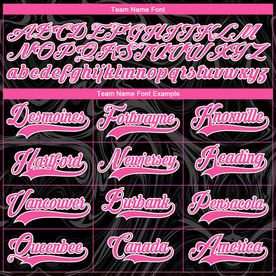 Custom Black Pink-White 3D Splash Art Hockey Lace Neck Jersey