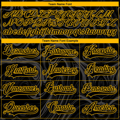 Custom Black Gold-White 3D Splash Art Hockey Lace Neck Jersey