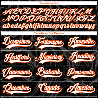 Custom Black White-Orange 3D Splash Art Hockey Lace Neck Jersey