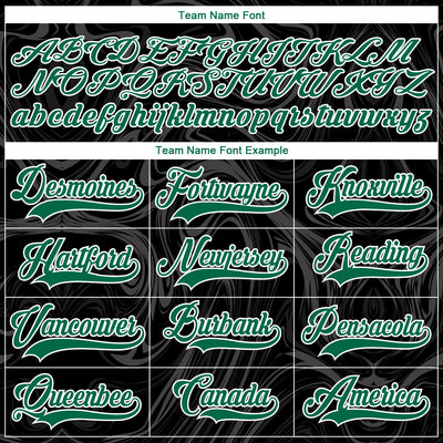 Custom Black Kelly Green-White 3D Splash Art Hockey Lace Neck Jersey