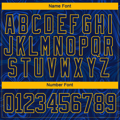 Custom Navy Gold-White 3D Splash Art Hockey Lace Neck Jersey