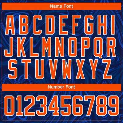 Custom Navy Orange-White 3D Splash Art Hockey Lace Neck Jersey