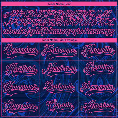 Custom Navy Pink-White 3D Splash Art Hockey Lace Neck Jersey