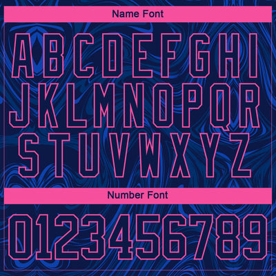 Custom Navy Pink-White 3D Splash Art Hockey Lace Neck Jersey