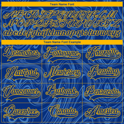 Custom Royal Gold-White 3D Splash Art Hockey Lace Neck Jersey