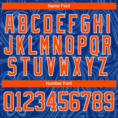 Custom Royal Orange-White 3D Splash Art Hockey Lace Neck Jersey