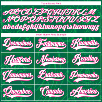 Custom Kelly Green White-Pink 3D Splash Art Hockey Lace Neck Jersey