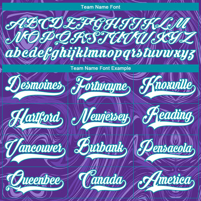 Custom Purple White-Teal 3D Splash Art Hockey Lace Neck Jersey