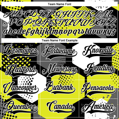 Custom Neon Yellow Black-White 3D Pattern Geometric Shape Hockey Lace Neck Jersey