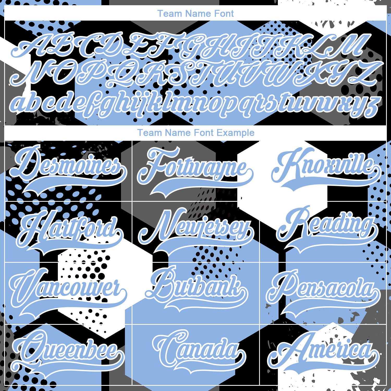 Custom Light Blue Black-White 3D Pattern Geometric Shape Hockey Lace Neck Jersey