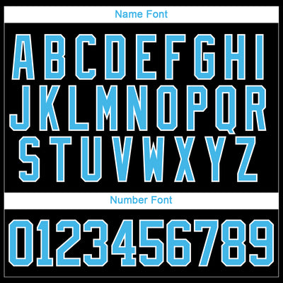 Custom Sky Blue Black-White 3D Pattern Geometric Shape Hockey Lace Neck Jersey