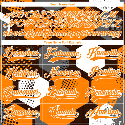 Custom Bay Orange Brown-White 3D Pattern Geometric Shape Hockey Lace Neck Jersey