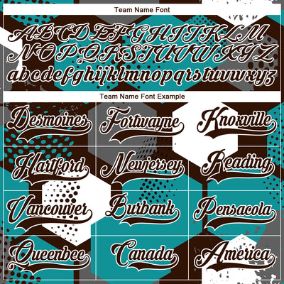 Custom Teal Brown-White 3D Pattern Geometric Shape Hockey Lace Neck Jersey