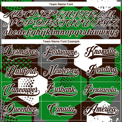 Custom Grass Green Brown-White 3D Pattern Geometric Shape Hockey Lace Neck Jersey
