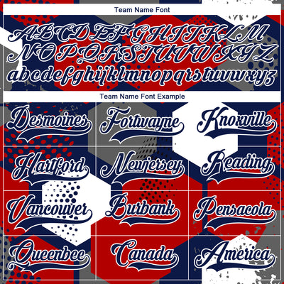 Custom Red Navy-White 3D Pattern Geometric Shape Hockey Lace Neck Jersey