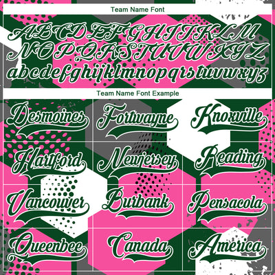 Custom Pink Green-White 3D Pattern Geometric Shape Hockey Lace Neck Jersey