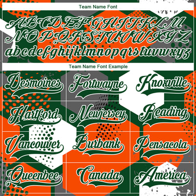 Custom Orange Green-White 3D Pattern Geometric Shape Hockey Lace Neck Jersey