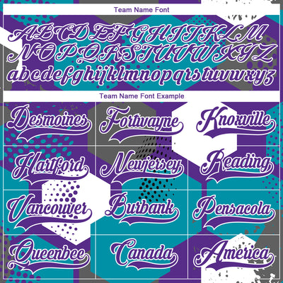 Custom Teal Purple-White 3D Pattern Geometric Shape Hockey Lace Neck Jersey