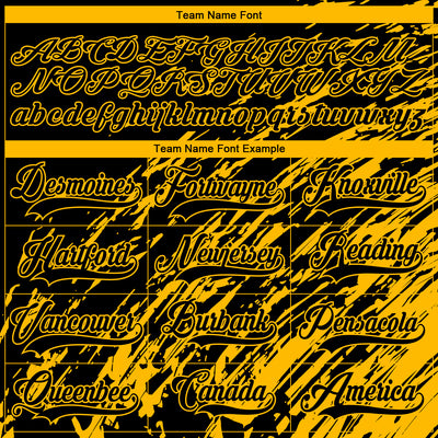 Custom Black Gold-White 3D Splash Art Hockey Lace Neck Jersey