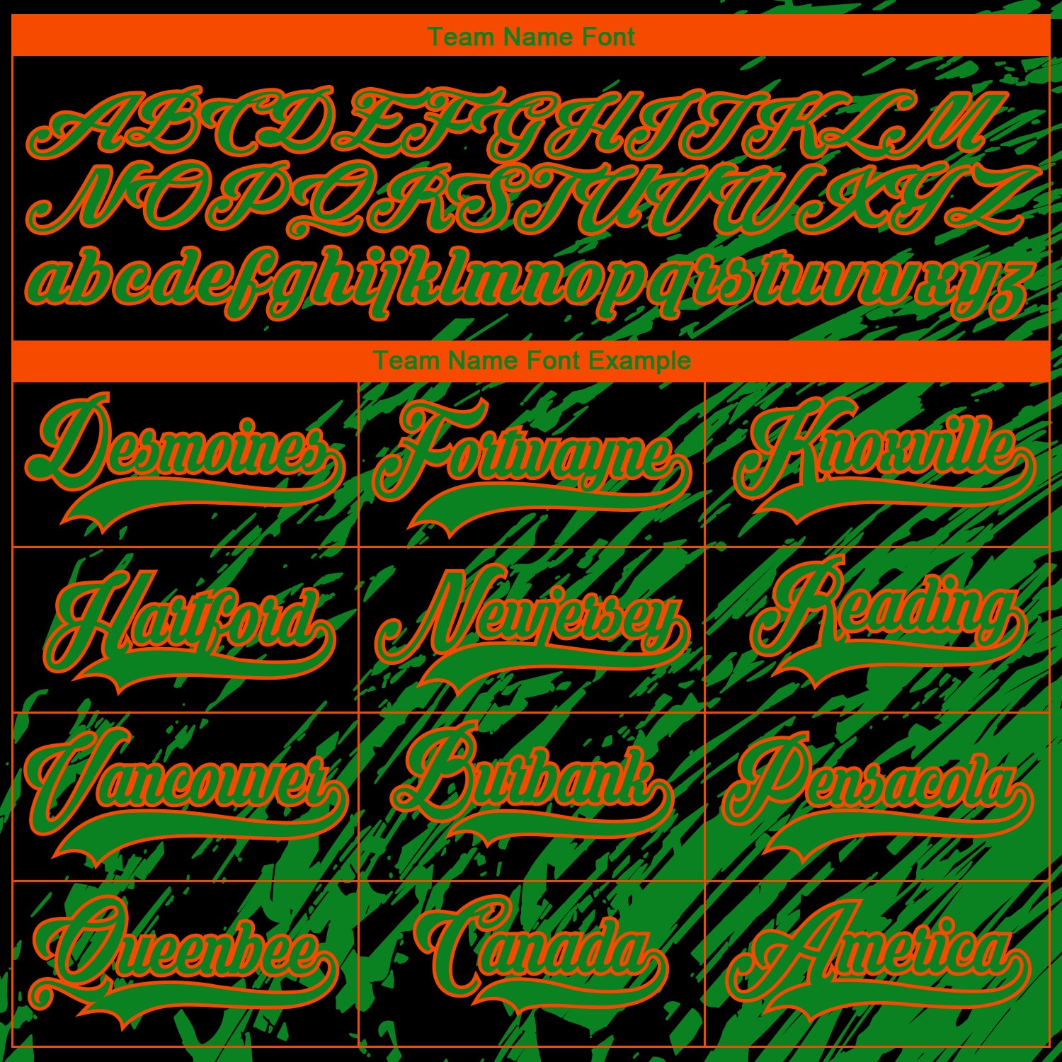 Custom Black Grass Green Orange-White 3D Splash Art Hockey Lace Neck Jersey