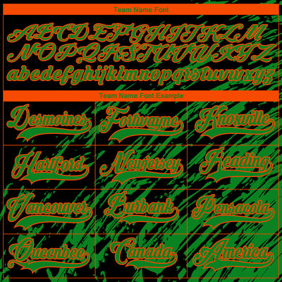 Custom Black Grass Green Orange-White 3D Splash Art Hockey Lace Neck Jersey