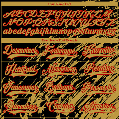 Custom Black Old Gold Red-White 3D Splash Art Hockey Lace Neck Jersey