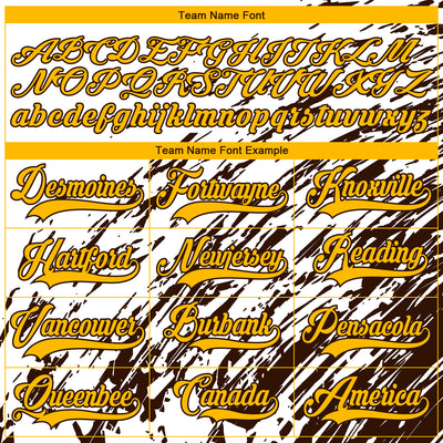 Custom White Gold-Brown 3D Splash Art Hockey Lace Neck Jersey