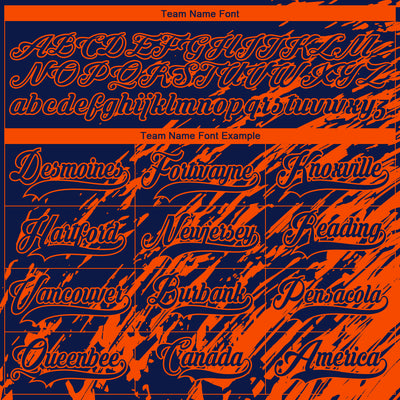 Custom Navy Orange-White 3D Splash Art Hockey Lace Neck Jersey