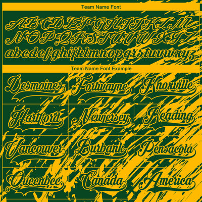 Custom Green Gold-White 3D Splash Art Hockey Lace Neck Jersey