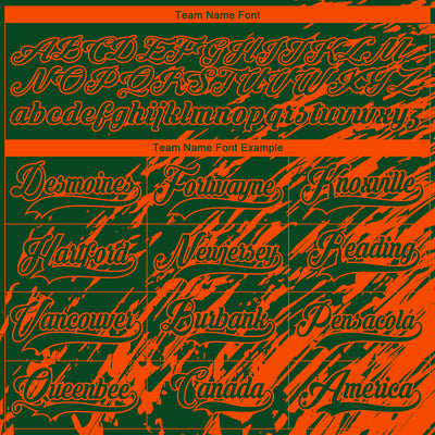 Custom Green Orange-White 3D Splash Art Hockey Lace Neck Jersey