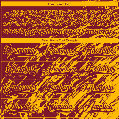 Custom Crimson Gold-White 3D Splash Art Hockey Lace Neck Jersey