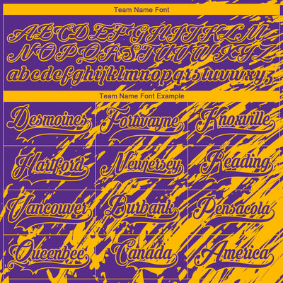 Custom Purple Gold-White 3D Splash Art Hockey Lace Neck Jersey