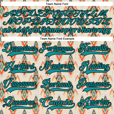 Custom Cream Teal Orange-Black 3D Pattern Native Americans Tribal Indigenous People Hockey Lace Neck Jersey
