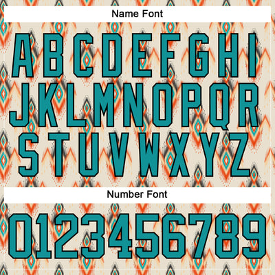 Custom Cream Teal Orange-Black 3D Pattern Native Americans Tribal Indigenous People Hockey Lace Neck Jersey