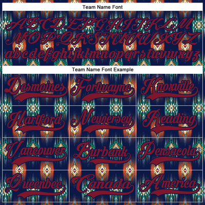 Custom Navy Crimson 3D Pattern Native Americans Tribal Indigenous People Hockey Lace Neck Jersey