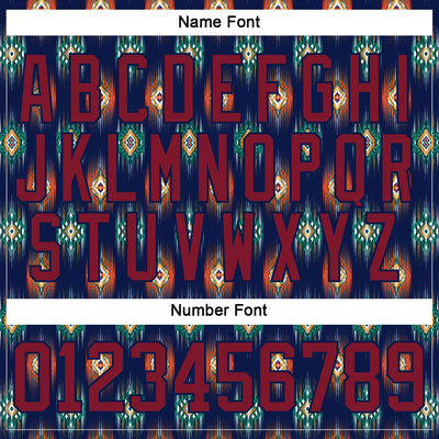 Custom Navy Crimson 3D Pattern Native Americans Tribal Indigenous People Hockey Lace Neck Jersey