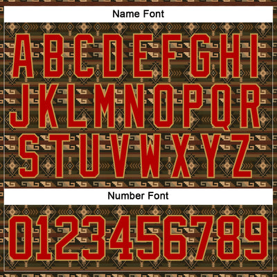 Custom Black Red-Old Gold 3D Pattern Native Americans Tribal Indigenous People Hockey Lace Neck Jersey