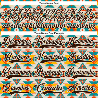 Custom Cream Brown-Orange 3D Pattern Native Americans Tribal Indigenous People Hockey Lace Neck Jersey