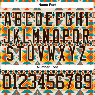 Custom Cream Brown-Orange 3D Pattern Native Americans Tribal Indigenous People Hockey Lace Neck Jersey