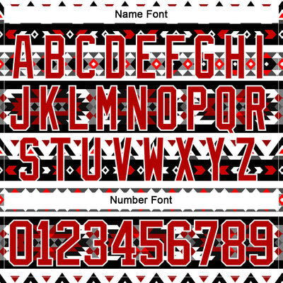 Custom Red Black-White 3D Pattern Native Americans Tribal Indigenous People Hockey Lace Neck Jersey