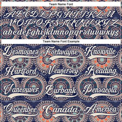 Custom Navy Cream-Orange 3D Pattern Native Americans Tribal Indigenous People Hockey Lace Neck Jersey