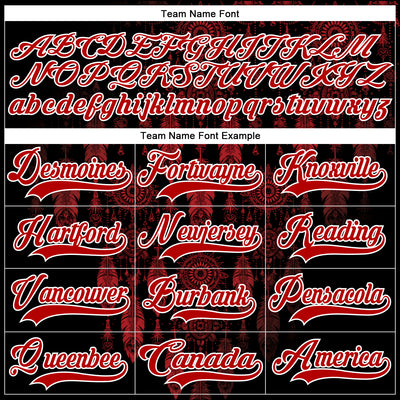 Custom Black Red-White 3D Pattern Native Americans Tribal Indigenous People Hockey Lace Neck Jersey