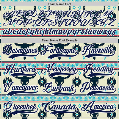 Custom Cream Navy-White 3D Pattern Native Americans Tribal Indigenous People Hockey Lace Neck Jersey