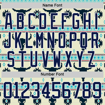 Custom Cream Navy-White 3D Pattern Native Americans Tribal Indigenous People Hockey Lace Neck Jersey