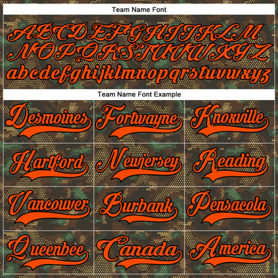 Custom Camo Orange-Black 3D Camouflage Grunge Digital Hockey Lace Neck Jersey