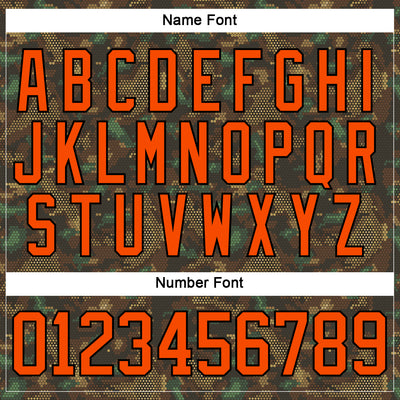 Custom Camo Orange-Black 3D Camouflage Grunge Digital Hockey Lace Neck Jersey