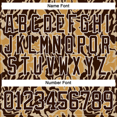 Custom Camo Brown-White 3D Camouflage Hockey Lace Neck Jersey