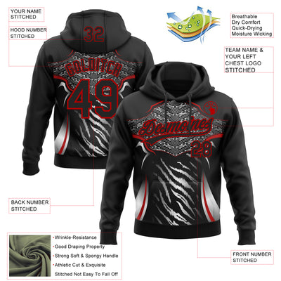 Custom Stitched Black Red-White E-sports Pattern Pullover Sweatshirt Hoodie